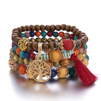 Bohemian Geometric Tree Wood Beaded Women's Bracelets