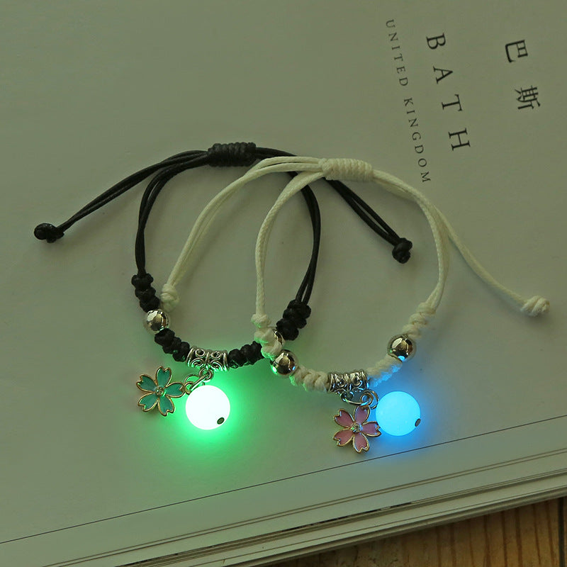 1 Pair Cute Heart Shape Cat Candy Rope Luminous Couple Bracelets