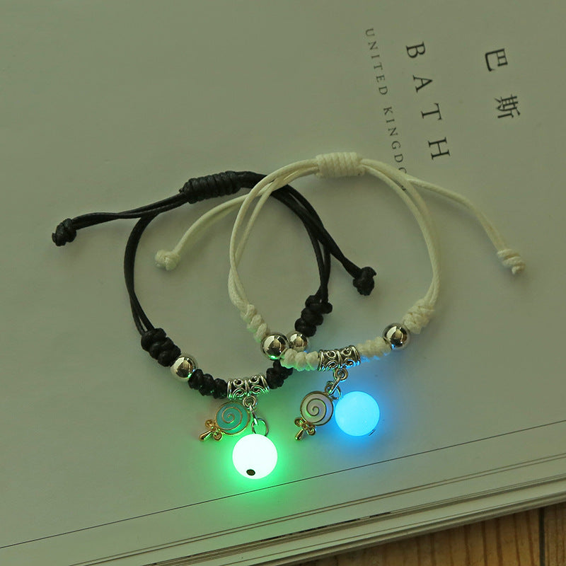 1 Pair Cute Heart Shape Cat Candy Rope Luminous Couple Bracelets