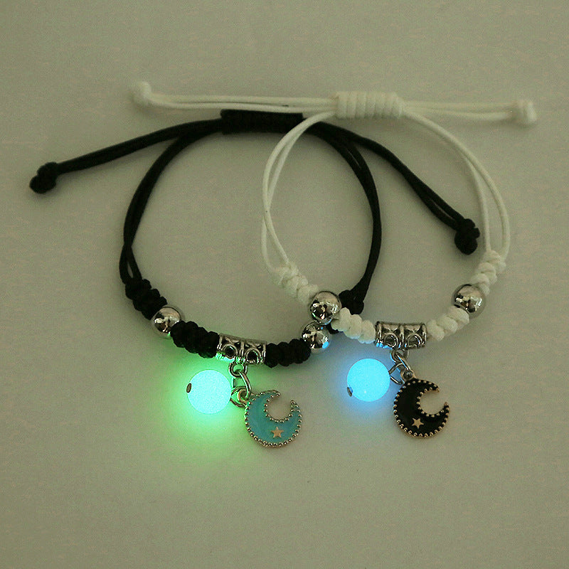 1 Pair Cute Heart Shape Cat Candy Rope Luminous Couple Bracelets