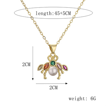 1 Piece Fashion Little Bear Cat Owl Copper Plating Inlay Artificial Pearls Zircon Pendant Necklace
