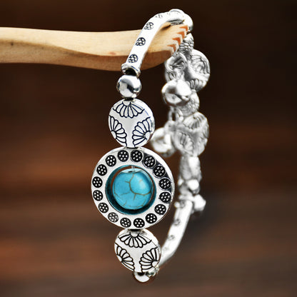 1 Piece Ethnic Style Bell Alloy Turquoise Plating Women's Bracelets