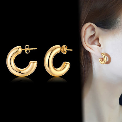 1 Pair Simple Style Solid Color Plating Stainless Steel 18k Gold Plated Earrings