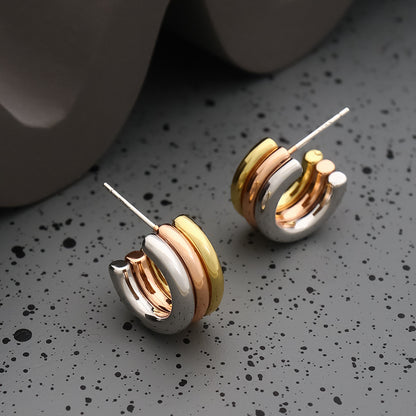 1 Pair Fashion C Shape Plating Sterling Silver Brass Ear Studs