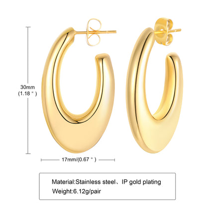 1 Pair Simple Style U Shape Stainless Steel Plating Earrings