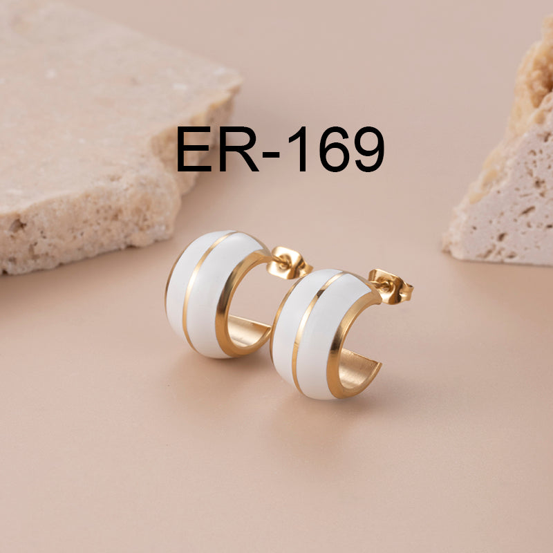 Simple Style Round Enamel Plating Stainless Steel 18k Gold Plated Earrings Ear Studs