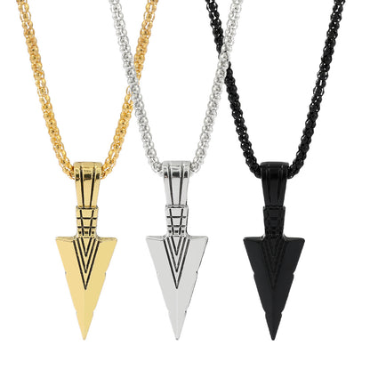 Cross-border European And American Personalized Triangle Spearhead Men's Necklace Retro Arrow Necklace Pendant Accessories