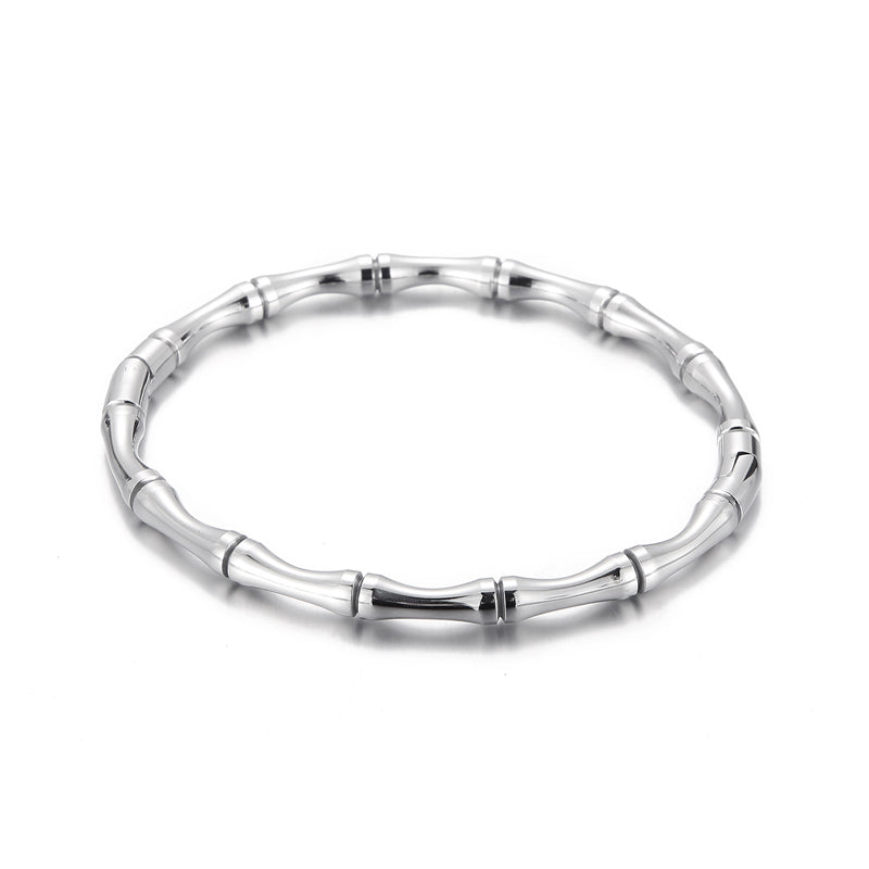 Fashion Bamboo Joint Titanium Steel Plating Bangle