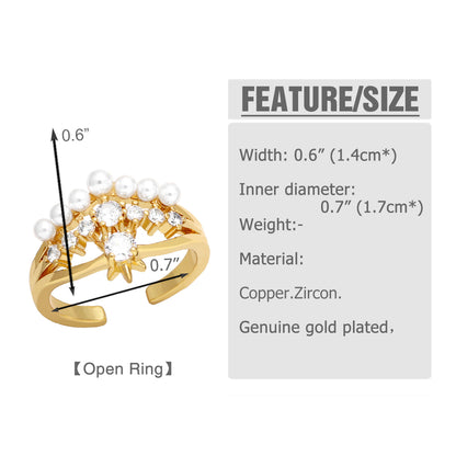 1 Piece Fashion Flower Copper Plating Inlay Zircon Open Ring