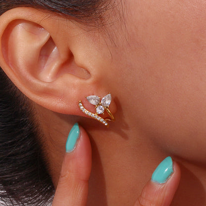 1 Pair Simple Style Water Droplets Stainless Steel Plating Inlay Zircon Ear Studs