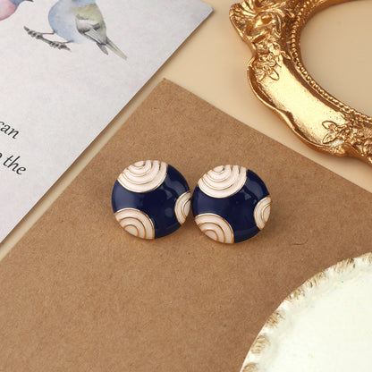 Palace Style Luxury Colored Enamel Glaze 925 Silver Stud Earrings Female Vintage Retro Hong Kong Style Middle Ancient Earrings Jewelry