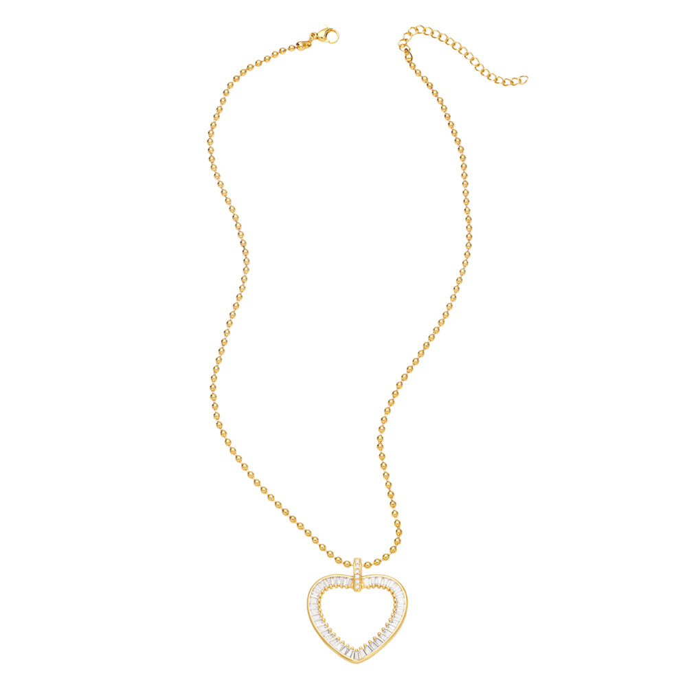 Fashion Virgin Mary Heart Shape Copper 18k Gold Plated Zircon Pendant Necklace In Bulk