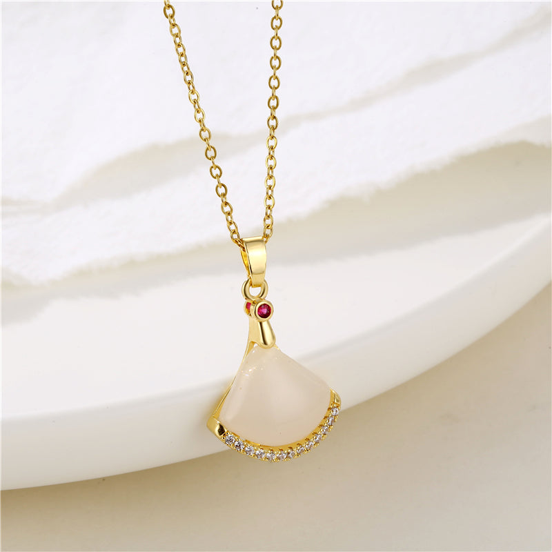 Retro Water Droplets Heart Shape Snowflake Stainless Steel Titanium Steel Plating Inlay Zircon 18k Gold Plated Gold Plated Pendant Necklace