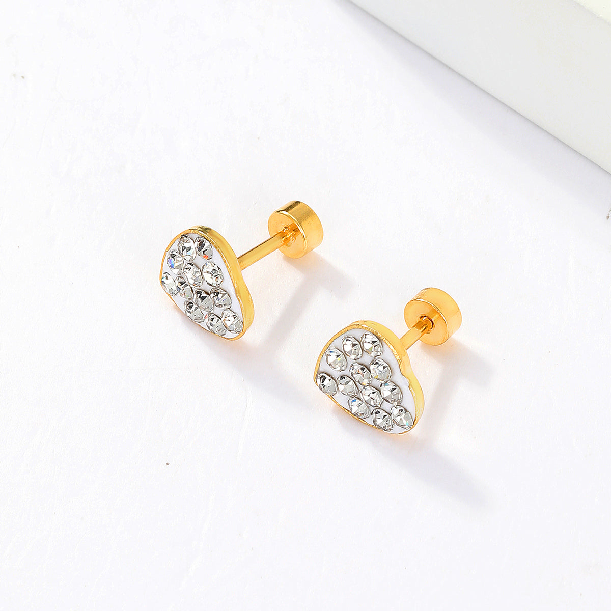 1 Pair Fashion Heart Shape Stainless Steel Plating Inlay Rhinestones Ear Studs