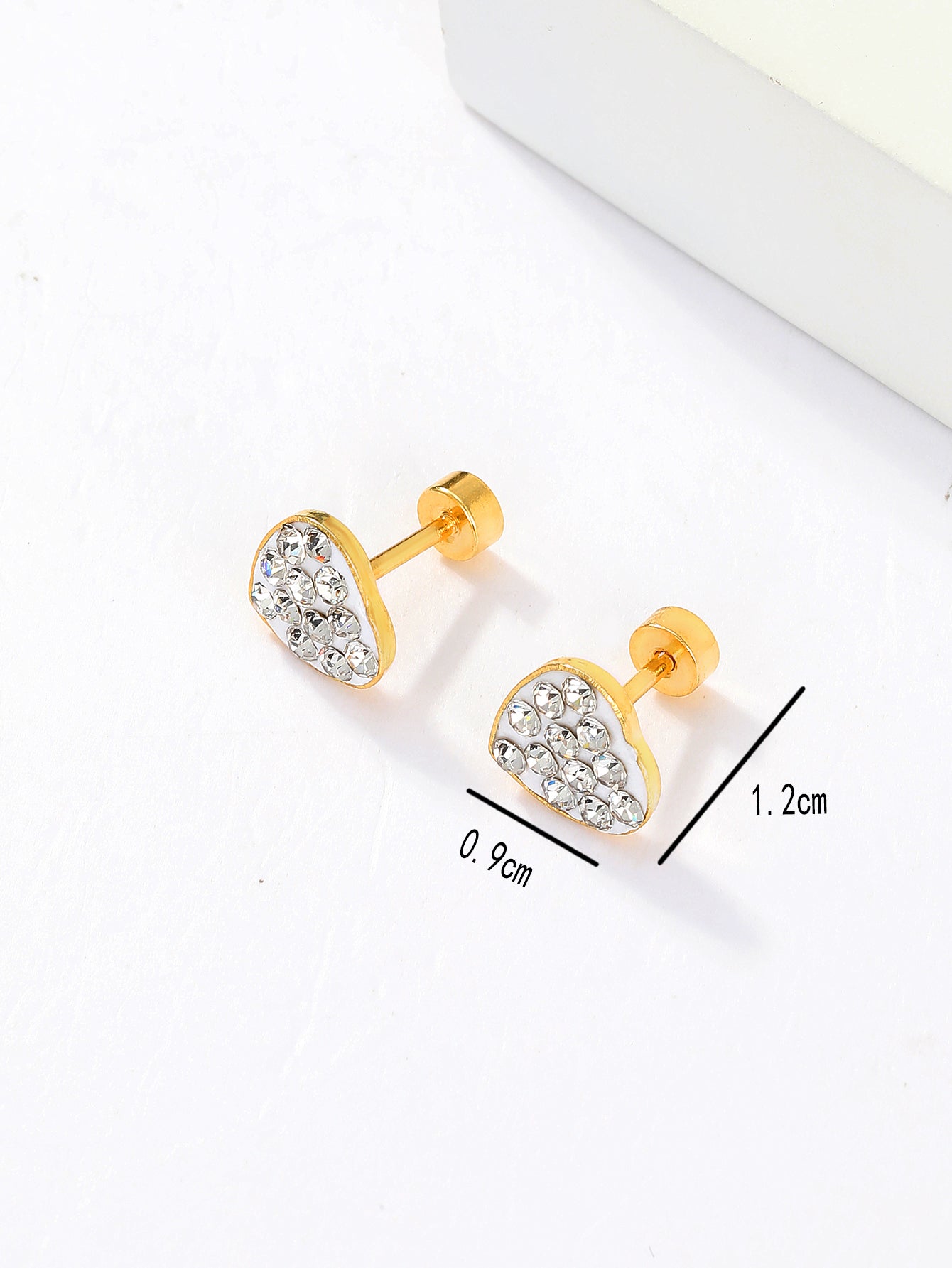 1 Pair Fashion Heart Shape Stainless Steel Plating Inlay Rhinestones Ear Studs