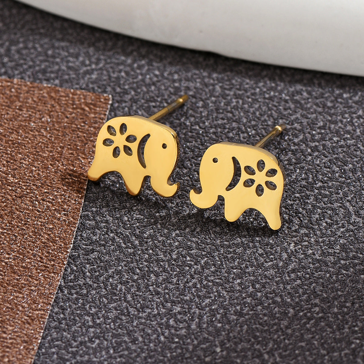 1 Pair Fashion Elephant Plating 304 Stainless Steel Ear Studs