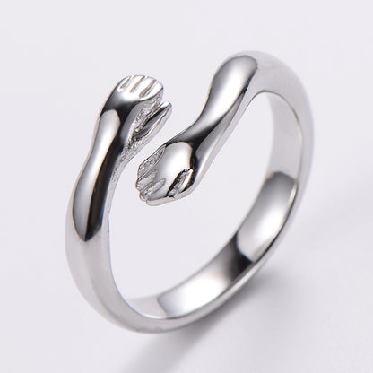 1 Piece Fashion Hand Number Bow Knot Stainless Steel Inlay Zircon Open Ring