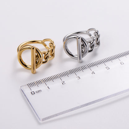 Simple Style Chains Print Stainless Steel Plating 18k Gold Plated Rings