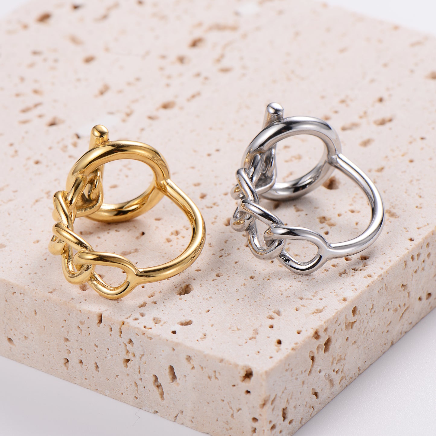 Simple Style Chains Print Stainless Steel Plating 18k Gold Plated Rings