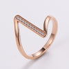 1 Piece Fashion Heart Shape Chains Print Stainless Steel Inlay Zircon Wave Ring