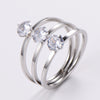 1 Piece Fashion Heart Shape Chains Print Stainless Steel Inlay Zircon Wave Ring