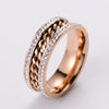 1 Piece Fashion Heart Shape Chains Print Stainless Steel Inlay Zircon Wave Ring