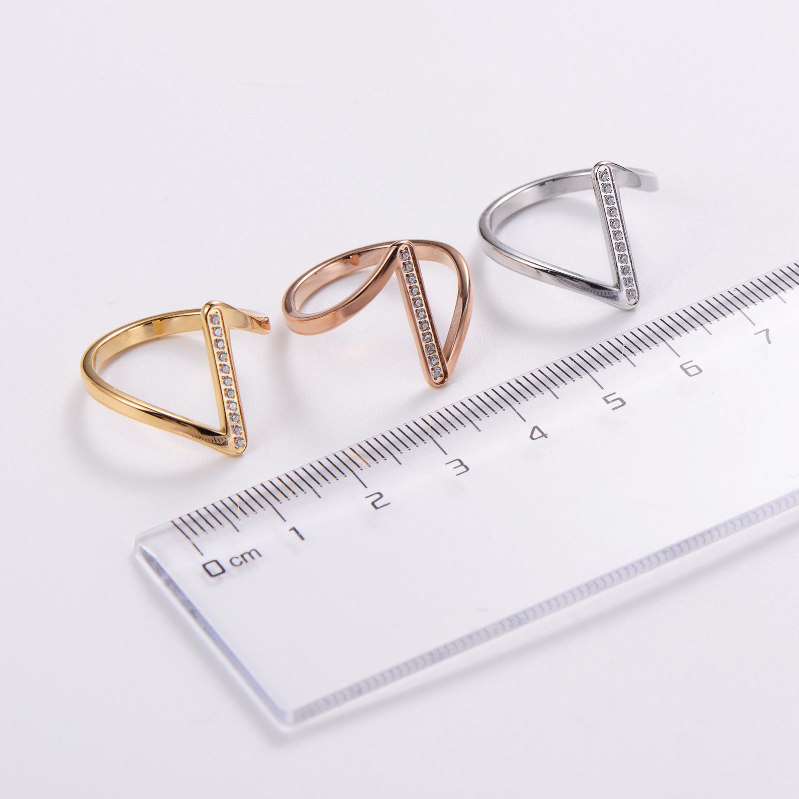 1 Piece Fashion Heart Shape Chains Print Stainless Steel Inlay Zircon Wave Ring