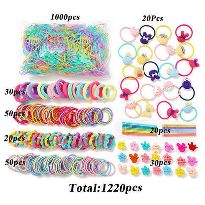 Fashion Flower Plastic Hair Clip Hair Tie 1 Set