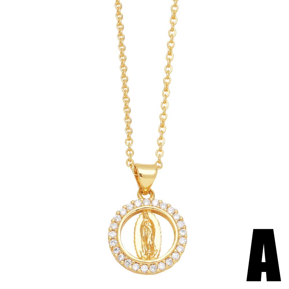 1 Piece Fashion Faith Water Droplets Heart Shape Copper Plating Inlay Zircon Pendant Necklace