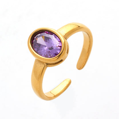 1 Piece Fashion Geometric Titanium Steel Inlay Zircon Open Ring