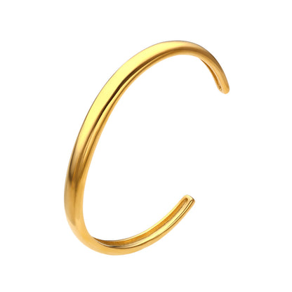 Fashion C Shape Stainless Steel Inlay Zircon Bangle