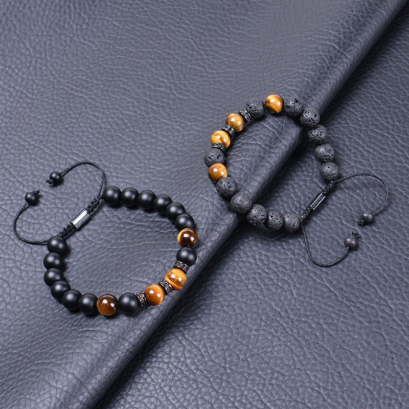 1 Piece Simple Style Geometric Natural Stone Tiger Eye Bracelets