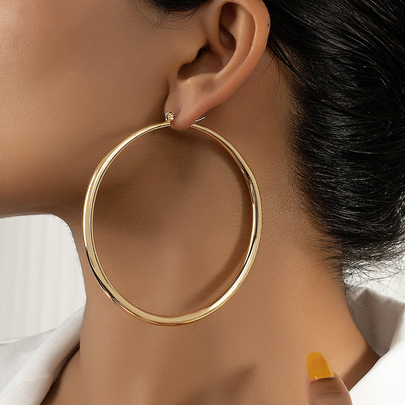 1 Pair Exaggerated Circle Alloy Plating Women's Hoop Earrings