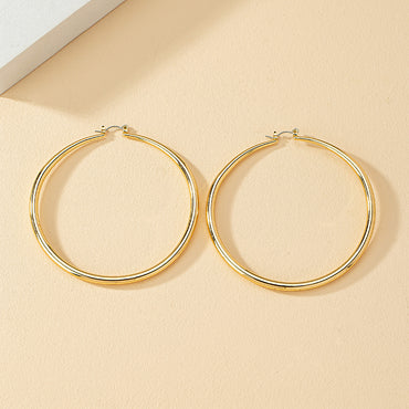1 Pair Exaggerated Circle Alloy Plating Women's Hoop Earrings