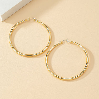 1 Pair Exaggerated Circle Alloy Plating Women's Hoop Earrings