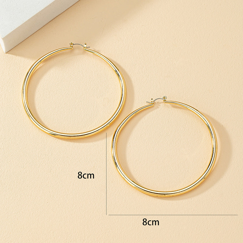 1 Pair Exaggerated Circle Alloy Plating Women's Hoop Earrings