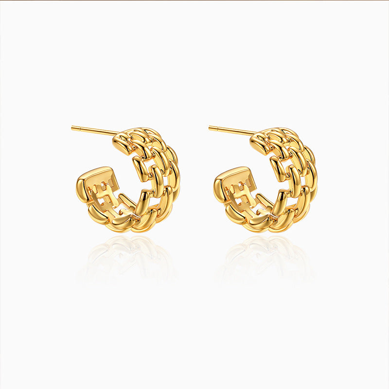 1 Pair Fashion C Shape Plating Alloy Gold Plated Earrings