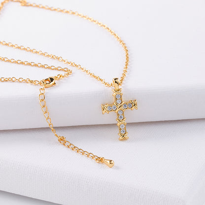 1 Piece Fashion Cross Heart Shape Wings Copper Plating Inlay Zircon Pendant Necklace