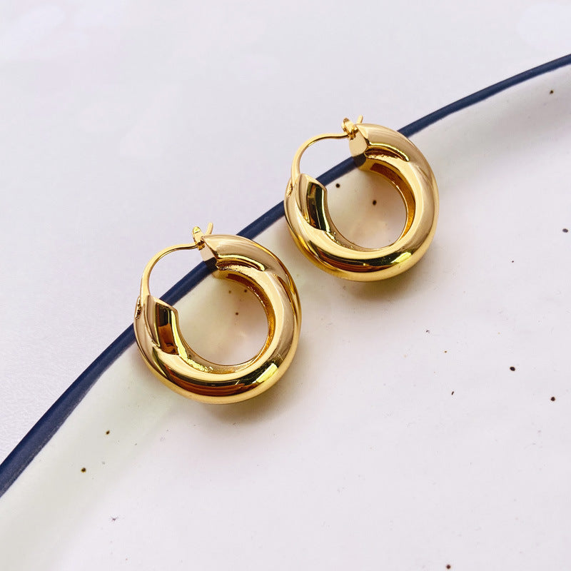 1 Pair Fashion Solid Color Copper Plating Hoop Earrings