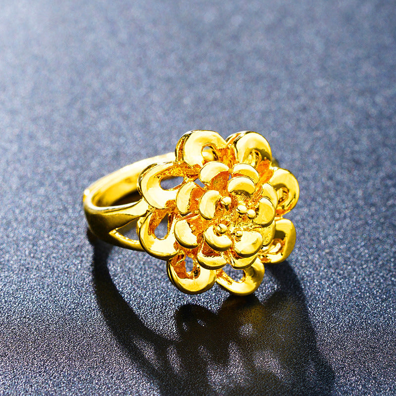 1 Piece Simple Style Flower Brass Plating Open Ring