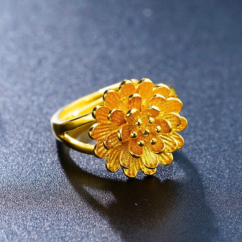 1 Piece Simple Style Flower Brass Plating Open Ring