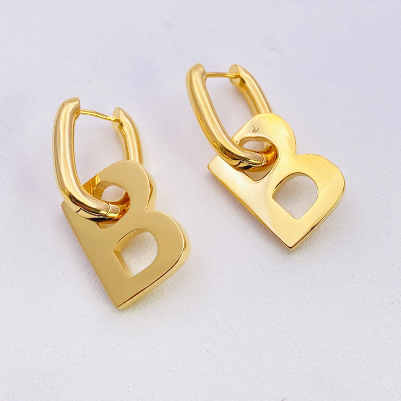 1 Pair Simple Style Letter Brass Plating Hollow Out Drop Earrings