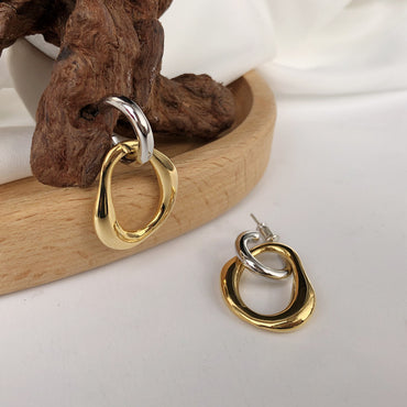 1 Pair Fashion Double Ring Plating Metal Drop Earrings