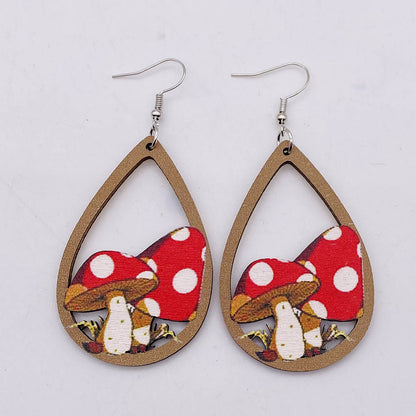 1 Pair Fashion Cactus Wood Women's Drop Earrings