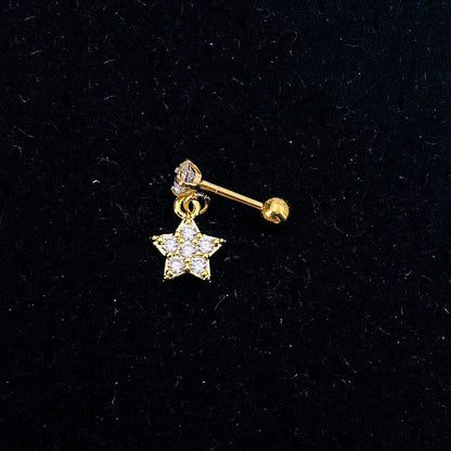 1 Piece Lady Star Inlay Stainless Steel Zircon Ear Studs