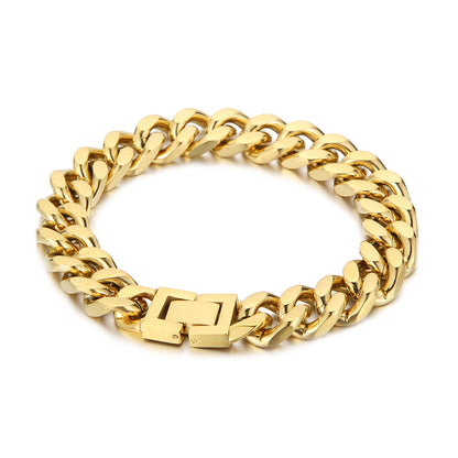 Wholesale Hip-hop Solid Color Stainless Steel 18k Gold Plated Bracelets