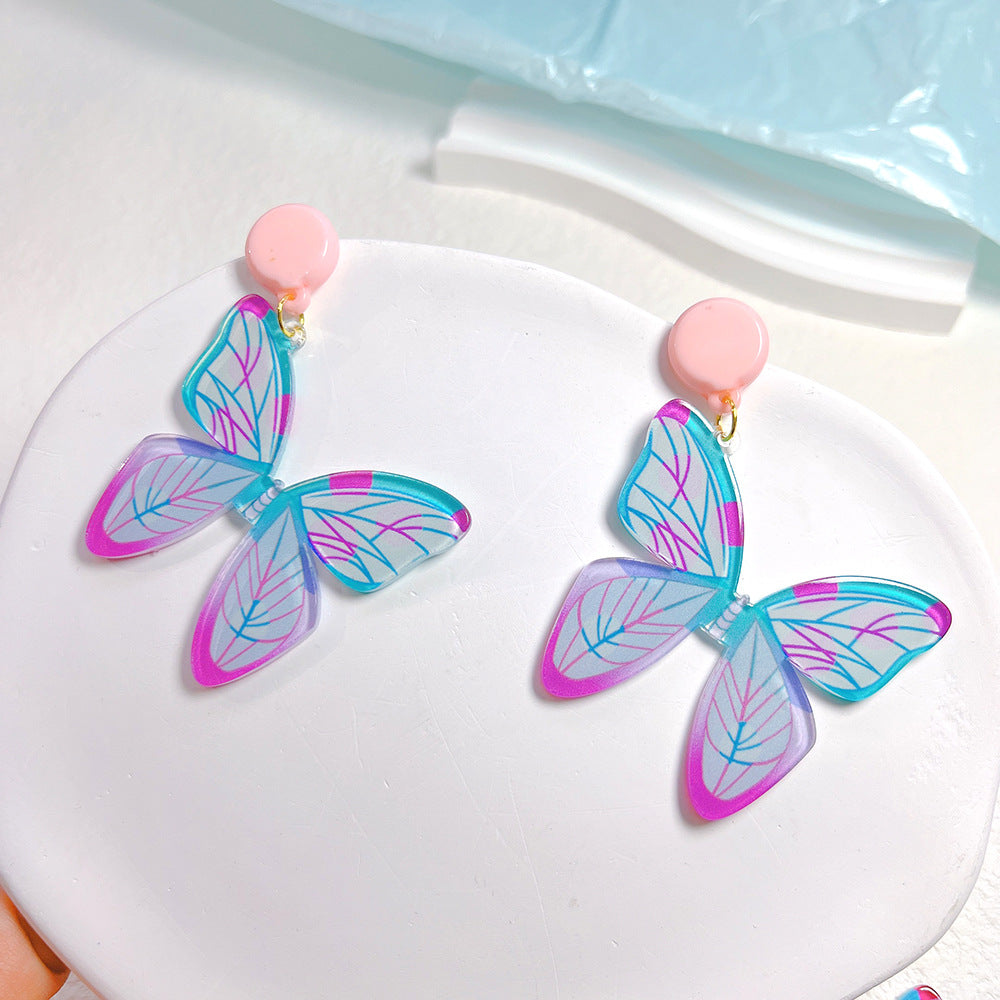 1 Pair Sweet Butterfly Arylic Epoxy Women's Drop Earrings