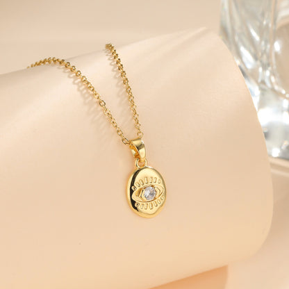 Korean Style Cross Square Flower Stainless Steel Titanium Steel Plating Inlay Zircon 18k Gold Plated Gold Plated Pendant Necklace