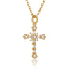 1 Piece Retro Cross Copper Plating Inlay Zircon Pendant Necklace