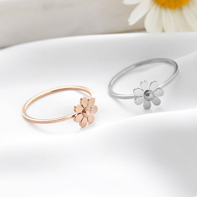 1 Piece Fashion Flower Titanium Steel Plating Rings